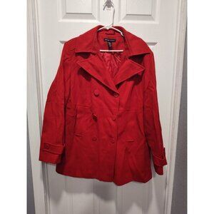 New York & Company Peacoat Womens Size‎ 18 Red Wool Blend Double-Breasted Jacket